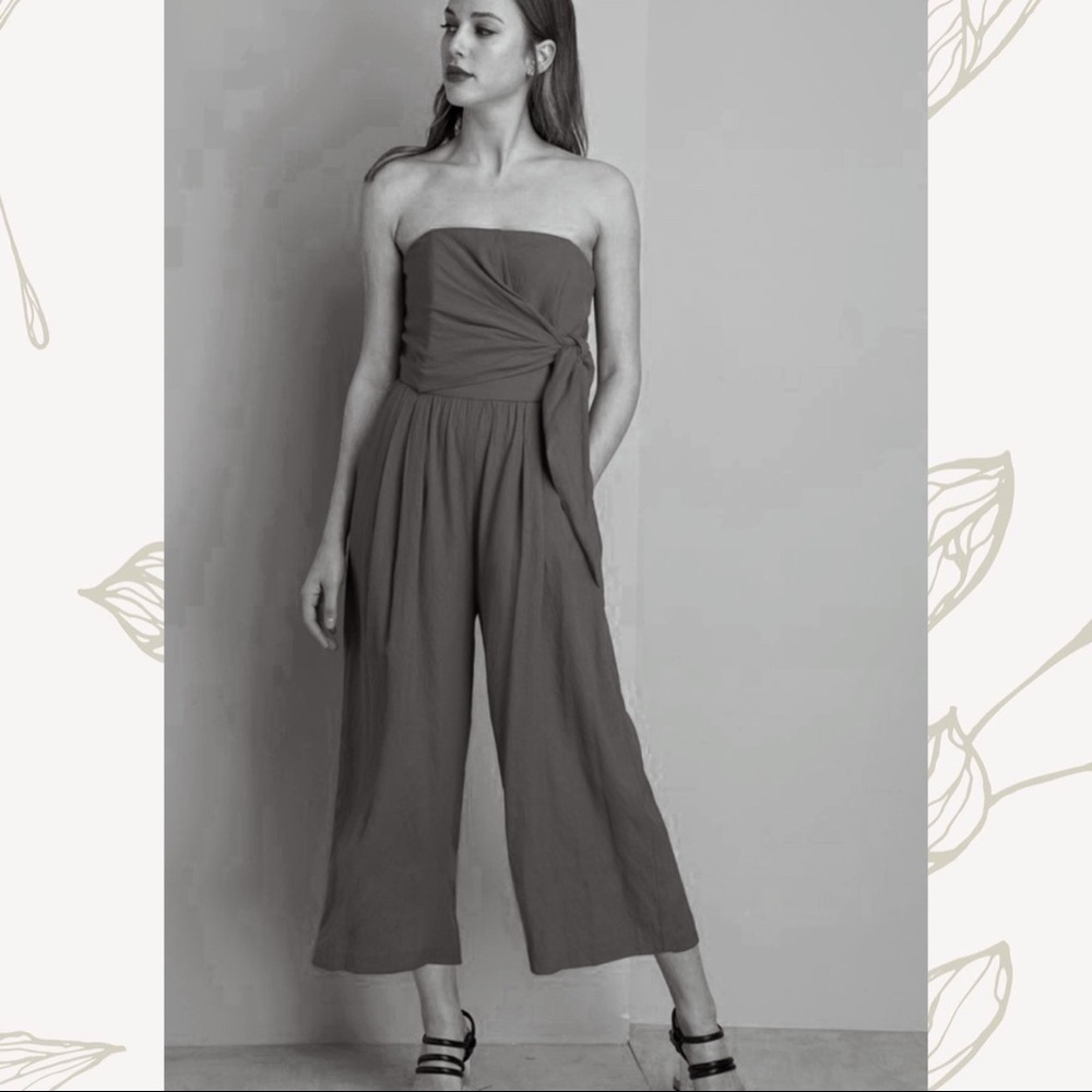 Greylin Trina Culotte Strapless Jumpsuit in Smoke